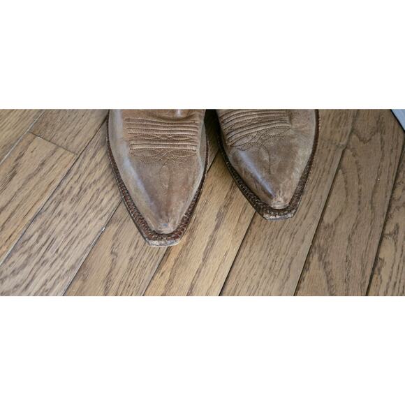 Vintage WOMENS NOCONA SNIP TOE COWBOY BROWN BOOTS Embossed Women’s 10 - Picture 5 of 10